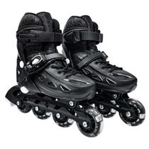 Patins Inline Black Tamanho M 34-37 Ajustável Juvenil - Dm Toys