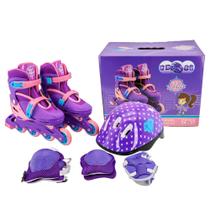 Patins Inline e Triline Ajustável Com Kit Proteção Completo Infantil