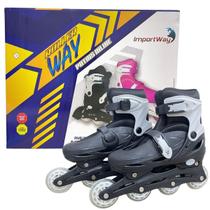 Patins inline infantil 4 rodas preto ajustável tam M 35-38 Patins inline infantil 4 rodas preto ajustável tam M 35-38