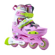 Patins Inline Infantil RV Pink Ajustável do 26 ao 37 Rosa
