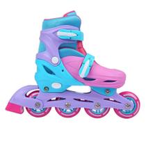 Patins Inline Play&Fun Rosa com Azul Tamanho 32 a 35