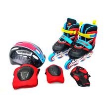 Patins Inline Preto + Kit Proteção 33 ao 37 (1372) - Shopdng