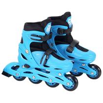 Patins inline Radical azul com preto P tamanho ajustável 30-33 com kit radical de proteção 50 kg
