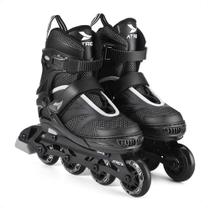 Patins Inline Regulável Tamanho 33-36 Preto/Cinza Rolamento Abec 7 e Freio Integrado Rodas PU Atrio - ES308