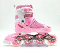 Patins Inline Roller Ajustável Infantil/juvenil ROSA
