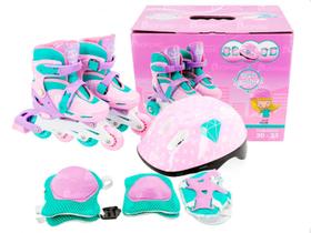 Patins Inline Rosa/Roxo Triline Roller 30 Ao 33 Kit Proteção - Shopdng