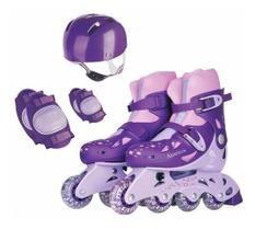 Patins Inline Roxo Com Acessorios Ajustável 34 A 37 Fenix - Fênix