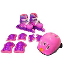 Patins Inline Tradicional Com Freio Infantil Ajustável Com Kit De Proteção Completo Com Ajustes