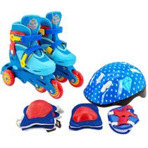 Patins Inline Triline Infantil Com Kit Proteção Azul 30-33 - Unitoys