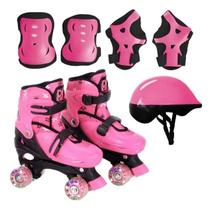 Patins Menina Infantil 4 Rodas Ajustável Com Led Roda Roller Tamanho 38 a 41