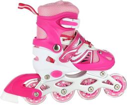 Patins Menina Rosa LED Ajustável 31 ao 34 Infantil Reforçado