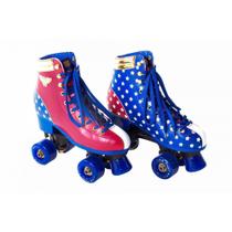 Patins Mulher Maravilha Tamanho 35 Bel Fix Azul/Vermelho