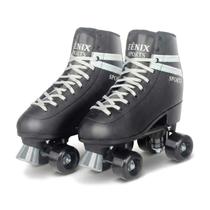 Patins Preto Quad Tamanho Regulável Roller Sport Freio Na Frente Semi Profissional Patins Preto Quad Tamanho Regulável Roller Sport Freio Na Frente Semi Profissional