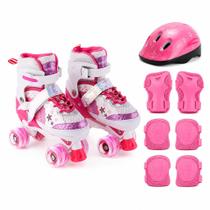 Patins Quad 4 Rodas Infantil Lançamento da Sereia c/ Luz de Led em Todas Rodinhas + Bolsa e KIT PROT Patins Quad 4 Rodas Infantil Lançamento da Sereia c/ Luz de Led em Todas Rodinhas + Bolsa e KIT PROT