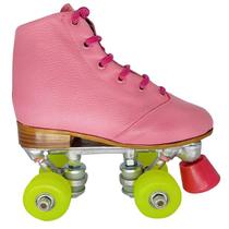 Patins Quad 4 Rodas Infantil Rosa e Roda Amarela