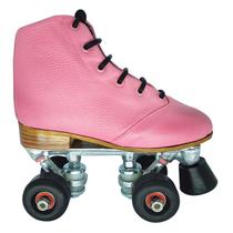 Patins Quad 4 Rodas Infantil Rosa e Roda Preta