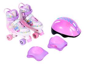 Patins Quad Ajustável Borboleta Com Kit De Proteção 34 Ao 37