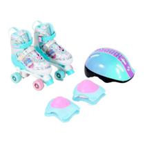 Patins Quad Ajustável De Borboleta Com Kit Proteção, Acolchoado, Trava e Suporta 60kg Unitoys