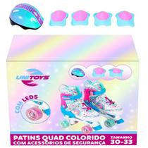 Patins Quad Ajustavel KIT Proteçao Colorido Unitoys 30-33