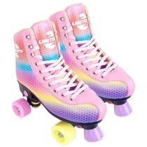 Patins Quad Bota Arco-iris 34-37 Até 60Kg Infantil Juvenil Roller 4 Rodas Ajustável - Unitoys