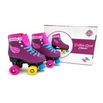 Patins Quad Clássico Rosa Xadrez 34/36/38 Unitoys Tam - 36