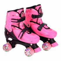 Patins Quad com Acessórios - Ajustável - 30 a 33 - P - Rosa - DM Radical