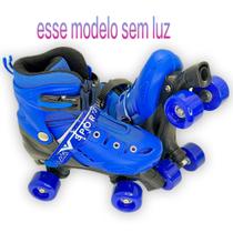 Patins Quad Criança Meninos Ajustável Azul Dinossaur Patins De 4 Rodas Infantil Com Led