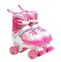 Patins Quad De 4 Rodas Infantil Meninas Roxo Com Luz De Led Ajustável