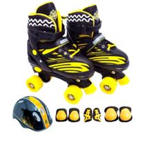 Patins quad infantil ajustavel 34/37 preto kit de proteção Patins quad infantil ajustavel 34/37 preto kit de proteção