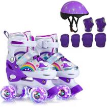 Patins Quad Infantil Lindo Regulavel + Kit Proteção Completo - GMS