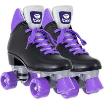 Patins Quad Retrô Basic Preto & Roxo Bel Patins Quad Retrô Basic Preto & Roxo Bel