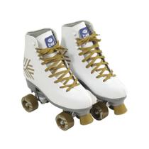 Patins Quad Retro Branco E Dourado Bel - 35