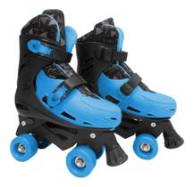 Patins Quad Roller 4 Rodas 33-40 Azul E Preto Ajustável