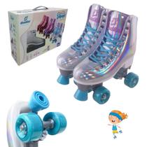 Patins Quad Roller Menina Infantil Ajustável Lançamento - Fenix