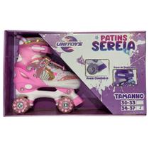 Patins Quad Sereia Rosa com Luz 34-37 Unitoys