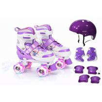 Patins Quad Stitch 4 Rodas Infantil Tamanho Regulável Rodinhas Led Com Bolsa + KIT PROTEÇÃO Patins Quad Stitch 4 Rodas Infantil Tamanho Regulável Rodinhas Led Com Bolsa + KIT PROTEÇÃO