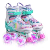 Patins Quad Verde Sereia Infantil De 4 Rodas Com Led Patins De Criança Meninas