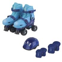 Patins Roller 4 Rodas Fênix PK-01 A 34-37 Azul Com Acessórios - Fenix Brinquedos