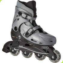 Patins Roller 4 Rodas In-line Ajustável Completo Prata Fenix