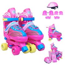 Patins Roller 4 rodas Infantil Do 34-37 Com Kit Proteção - Unitoys