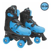 Patins Roller Ajustável 4 rodas Azul e Preto 33-36 DMR6050M - DM Toys