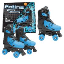 Patins Roller Ajustavel Azul 4 Rodas Tamanho M (33-36) DM TOYS