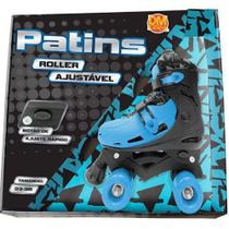 Patins Roller Ajustavel AZUL e Preto (37-40) DM TOYS DMR6050 G