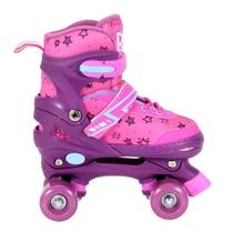 Patins Roller Ajustavel Com Acessorios Rosa 34-37 Dm Radical