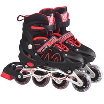 Patins Roller Ajustável Inline 4 Rodas Adulto Rodinha Led TAMANHO:VERMELHO - G Patins Roller Ajustável Inline 4 Rodas Adulto Rodinha Led TAMANHO:VERMELHO - G