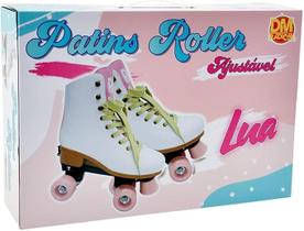 Patins Roller Ajustavel Lua Branco e Rosa 31-34 - DM Radical