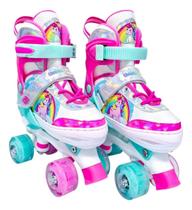 Patins Roller Ajustável Unicórnio 3033 Com Luz Nas Rodas