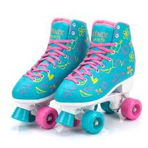 Patins Roller Azul Quad Adulto Feminino Ajustável 39-42 Iniciante Até 80 Kg Patins Roller Azul Quad Adulto Feminino Ajustável 39-42 Iniciante Até 80 Kg