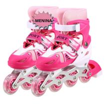 Patins Roller Brinquedo Infantil 4 Rodas com led Inline ajustável Criança Menino Menina
