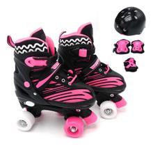 Patins Roller Com Kit De Proteção Infantil Numero 34 Ao 37